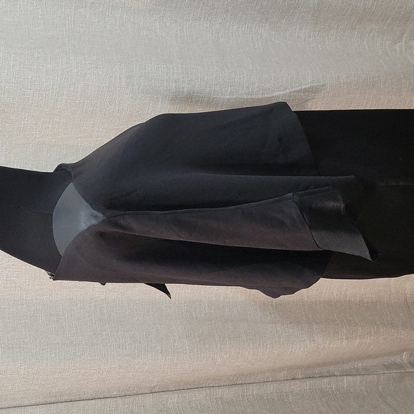 Zara W&B Draped Top with Faux Leather Shoulders - Picture 2 of 3